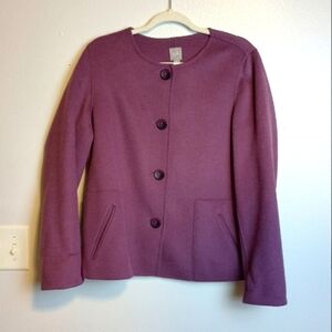 J Jill Cardigan Women's Wool Angora Blend Shacket Eggplant Purple Size Medium